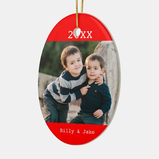 Aangepaste kerstversiering met foto's keramisch ornament (Links)