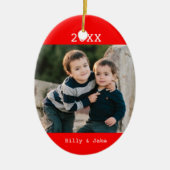 Aangepaste kerstversiering met foto's keramisch ornament (Voorkant)