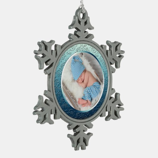 Aangepaste kerstversiering met foto's Snowflake Tin Sneeuwvlok Ornament (Links)