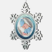 Aangepaste kerstversiering met foto's Snowflake Tin Sneeuwvlok Ornament (Rechts)