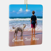 Aangepaste kerstversiering met fototekst Uw foto's Keramisch Ornament (Rechts)