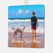 Aangepaste kerstversiering met fototekst Uw foto's Keramisch Ornament (Links)