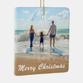 Aangepaste kerstversiering met fototekst Uw foto's Keramisch Ornament (Rechts)