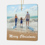 Aangepaste kerstversiering met fototekst Uw foto's Keramisch Ornament (Links)