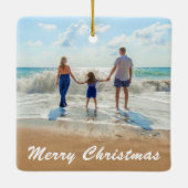 Aangepaste kerstversiering met fototekst Uw foto's Keramisch Ornament (Achterkant)