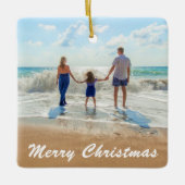 Aangepaste kerstversiering met fototekst Uw foto's Keramisch Ornament (Voorkant)