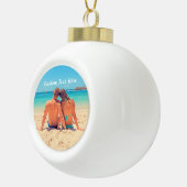 Aangepaste kerstversiering met fototekst Uw foto's Keramische Bal Ornament (Rechts)