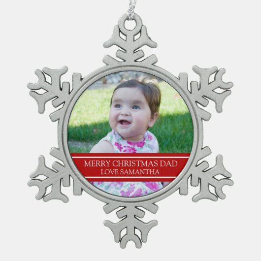 Aangepaste kerstversiering met fotovader tin sneeuwvlok ornament (Voorkant)