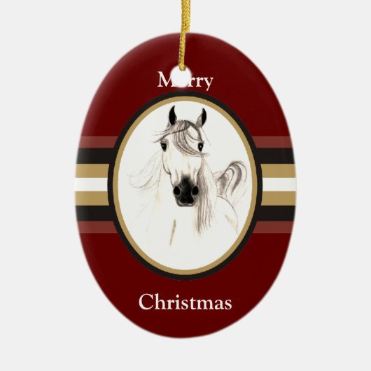 Aangepaste kerstversiering voor Arabisch paard Keramisch Ornament (Voorkant)