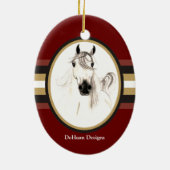 Aangepaste kerstversiering voor Arabisch paard Keramisch Ornament (Achterkant)