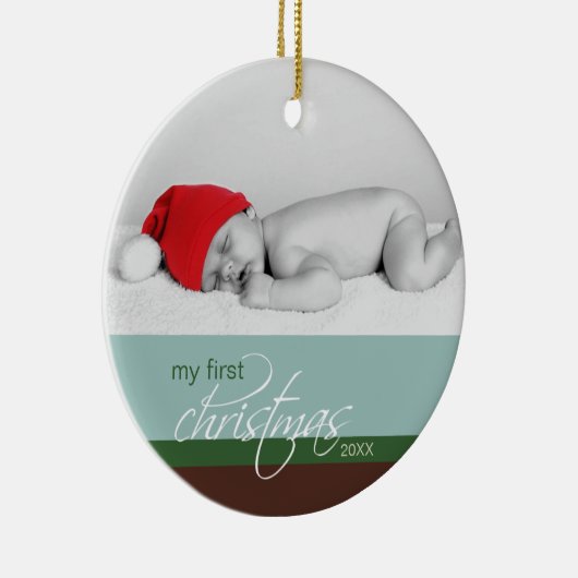 Aangepaste kerstversiering voor baby's (blauw) keramisch ornament (Rechts)