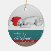Aangepaste kerstversiering voor baby's (blauwgroen keramisch ornament (Links)