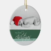 Aangepaste kerstversiering voor baby's (groen 2) keramisch ornament (Rechts)