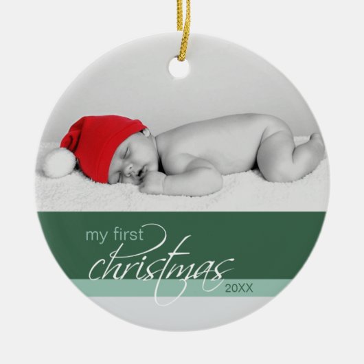 Aangepaste kerstversiering voor baby's (groen 2) keramisch ornament (Voorkant)