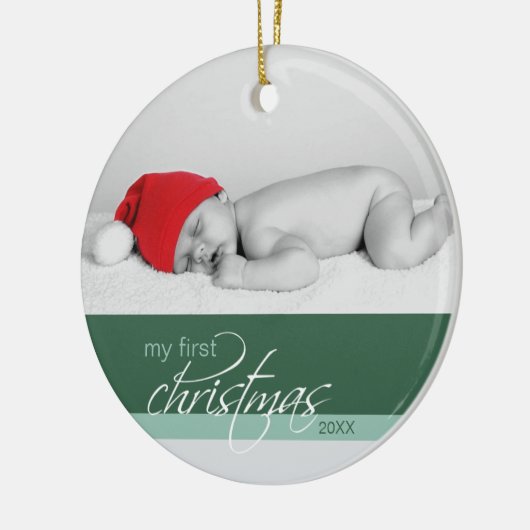 Aangepaste kerstversiering voor baby's (groen 2) keramisch ornament (Links)