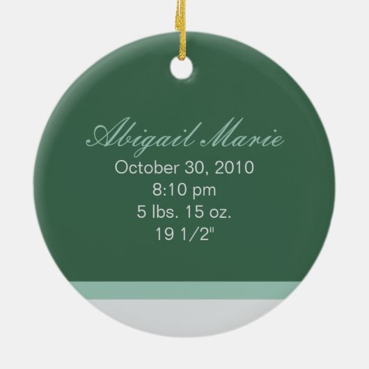 Aangepaste kerstversiering voor baby's (groen 2) keramisch ornament (Achterkant)