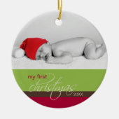 Aangepaste kerstversiering voor baby's (groen) keramisch ornament (Voorkant)