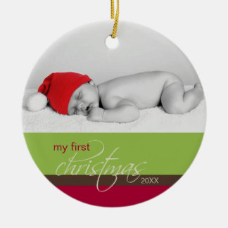 Aangepaste kerstversiering voor baby's (groen) keramisch ornament