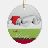 Aangepaste kerstversiering voor baby's (groen) keramisch ornament (Links)