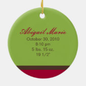 Aangepaste kerstversiering voor baby's (groen) keramisch ornament (Achterkant)