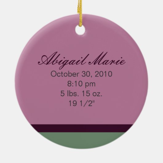 Aangepaste kerstversiering voor baby's (pruimen) keramisch ornament (Achterkant)