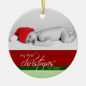 Aangepaste kerstversiering voor baby's (rood) keramisch ornament (Voorkant)