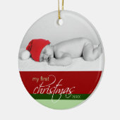 Aangepaste kerstversiering voor baby's (rood) keramisch ornament (Links)