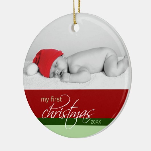 Aangepaste kerstversiering voor baby's (rood) keramisch ornament (Links)