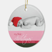 Aangepaste kerstversiering voor baby's (roze) keramisch ornament (Links)