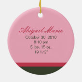 Aangepaste kerstversiering voor baby's (roze) keramisch ornament (Achterkant)