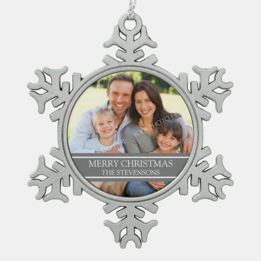 Aangepaste kerstversiering voor de fotoserie tin sneeuwvlok ornament (Voorkant)