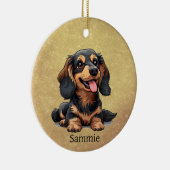 Aangepaste kerstversiering voor een mopsje teckel keramisch ornament (Rechts)