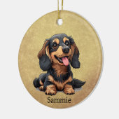 Aangepaste kerstversiering voor een mopsje teckel keramisch ornament (Links)