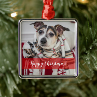Aangepaste kerstversiering voor foto's en tekst metalen ornament