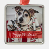 Aangepaste kerstversiering voor foto's en tekst metalen ornament (Voorkant)