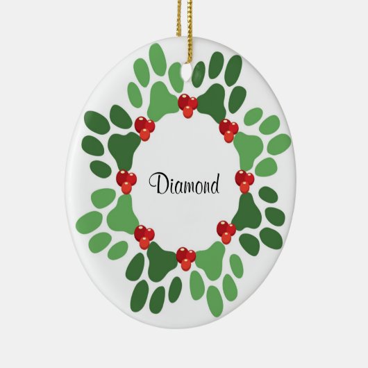 Aangepaste kerstversiering voor Paw Print Pet Keramisch Ornament (Rechts)