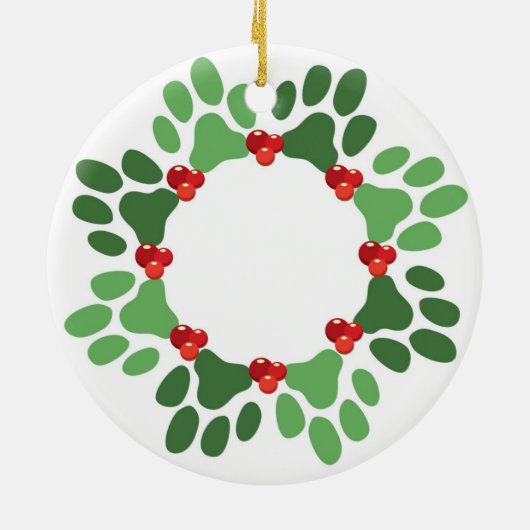 Aangepaste kerstversiering voor Paw Print Pet Keramisch Ornament (Achterkant)