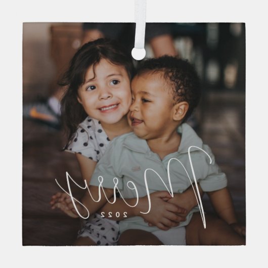 Aangepaste kerstversiering voor prettige feestdage glas ornament (Achterkant)