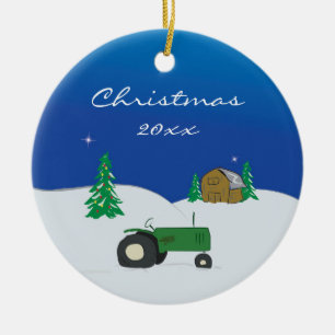 Aangepaste kerstversiering voor tractoren en Barn Keramisch Ornament