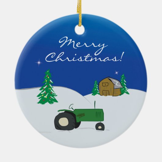 Aangepaste kerstversiering voor tractoren en Barn Keramisch Ornament (Achterkant)