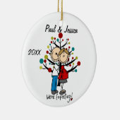 Aangepaste kerstversiering voor verwacht paar keramisch ornament (Rechts)