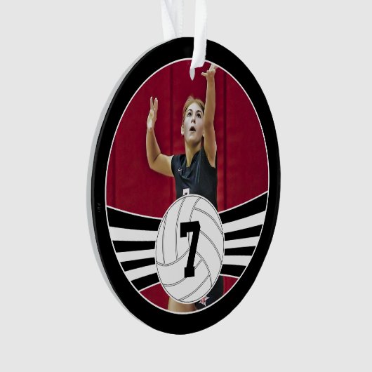 Aangepaste kerstversiering voor volleybal foto's e ornament (voorkant)
