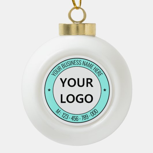 Aangepaste kerstversiering voor zakelijke Logo Keramische Bal Ornament (Voorkant)