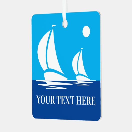 Aangepaste kerstversiering voor zeilboot metalen ornament (Voorkant links)