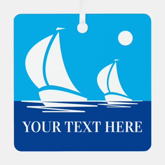 Aangepaste kerstversiering voor zeilboot metalen ornament (Voorkant)