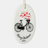 Aangepaste kerstviakliefdesharten keramisch ornament (Rechts)