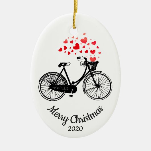 Aangepaste kerstviakliefdesharten keramisch ornament (Voorkant)