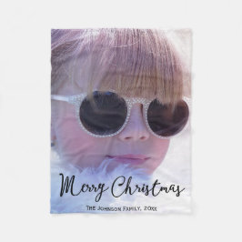 Aangepaste kerstvlinders Voeg foto toe Fleece Deken