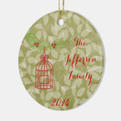 Aangepaste kerstvogelkooi-versiering keramisch ornament (Links)