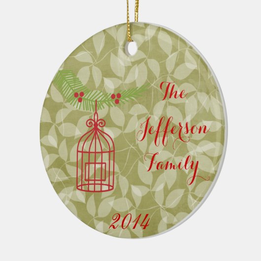 Aangepaste kerstvogelkooi-versiering keramisch ornament (Links)